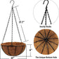 2 Pack Metal Hanging Planter Basket with Coco Coir Liner Chain round Wire Plant Holder Flower Pots Hanger Garden Decoration Porch Decor Watering Hanging Baskets Indoor Outdoor (12INCH)