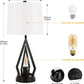 Table Lamps for Living Room Set of 2 - Farmhouse Bedroom Lamps for Nightstand with USB Ports, Black Bedside Lamps for End Table (4 Bulbs Included)