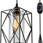 HMVPL Plug in Pendant Light with Dimmer Switch, Outdoor Farmhouse Hanging Lights Fixtures for Gazebo and Porch, Plug in Ceiling Light for Kitchen Island Table Bedroom Hallway Foyer