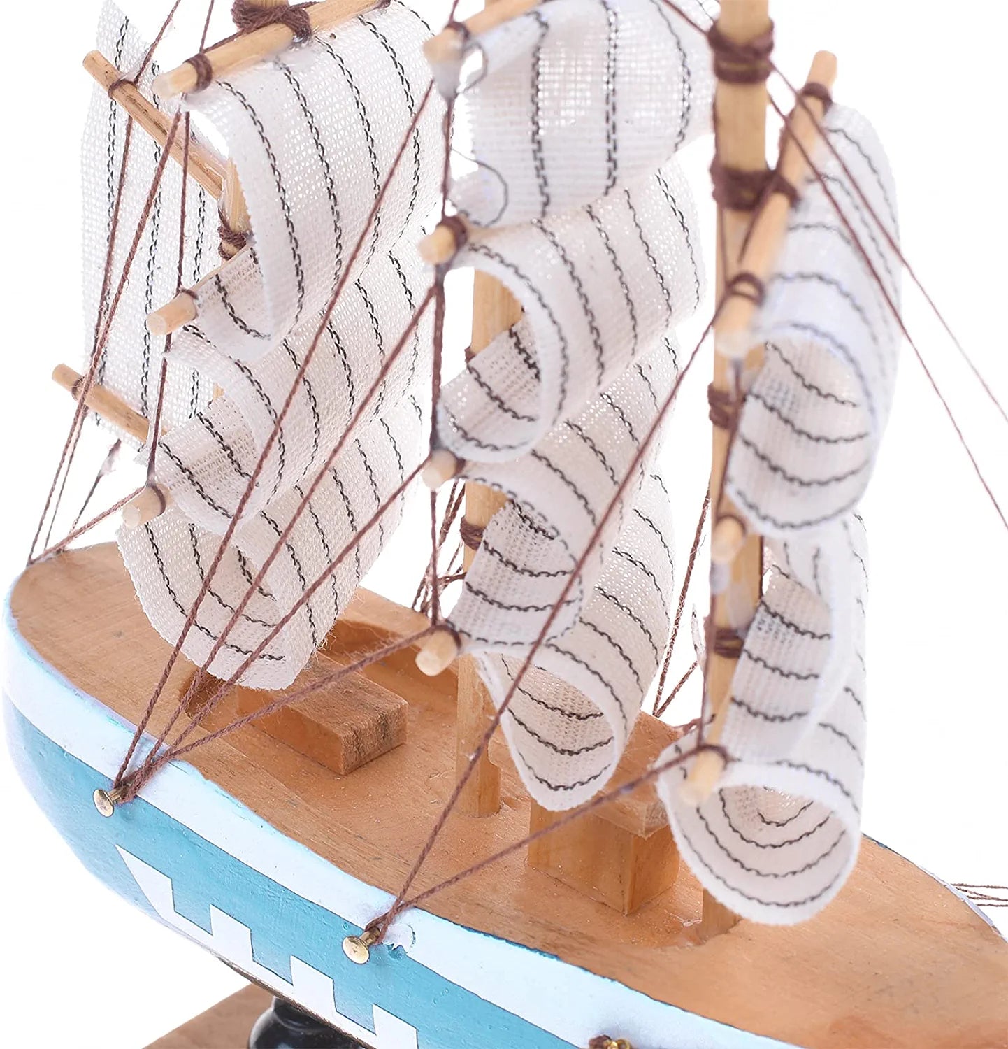 6.5 Inch Mediterranean Marine Style Wooden Handcrafted Sailing Ship Boat Model Ornament Nautical Home Desktop Decoration