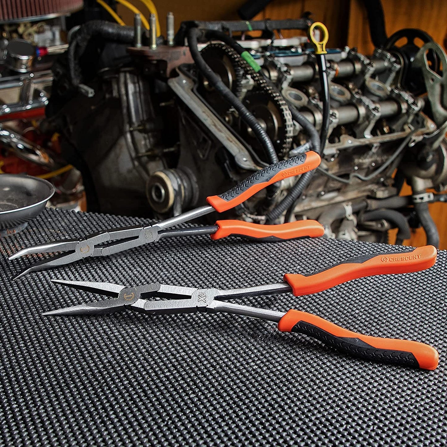 Crescent 2 Pc. X2 Straight and Bent Long Nose Dual Material Plier Set - PSX204C , Red