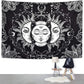 Sun and Moon Tapestry, Black and White Tapestries Mystic Burning Sun with Star Wall Hanging Decor for Bedroom (59" W X 51" L)