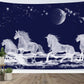 HVEST Galloping Horse Tapestry Animals Tapestry Wall Hanging Moon and Star in Night Starry Sky Tapestries for Bedroom Living Room Dorm Party Decor,60Wx40H Inches
