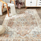 JINCHAN Area Rug 4X6 Persian Rug Vintage Rug Indoor Floor Cover Print Distressed Carpet Brick Red Multi Thin Rug Chenille Mat Foldable Accent Rug Lightweight Kitchen Living Room Bedroom Dining Room