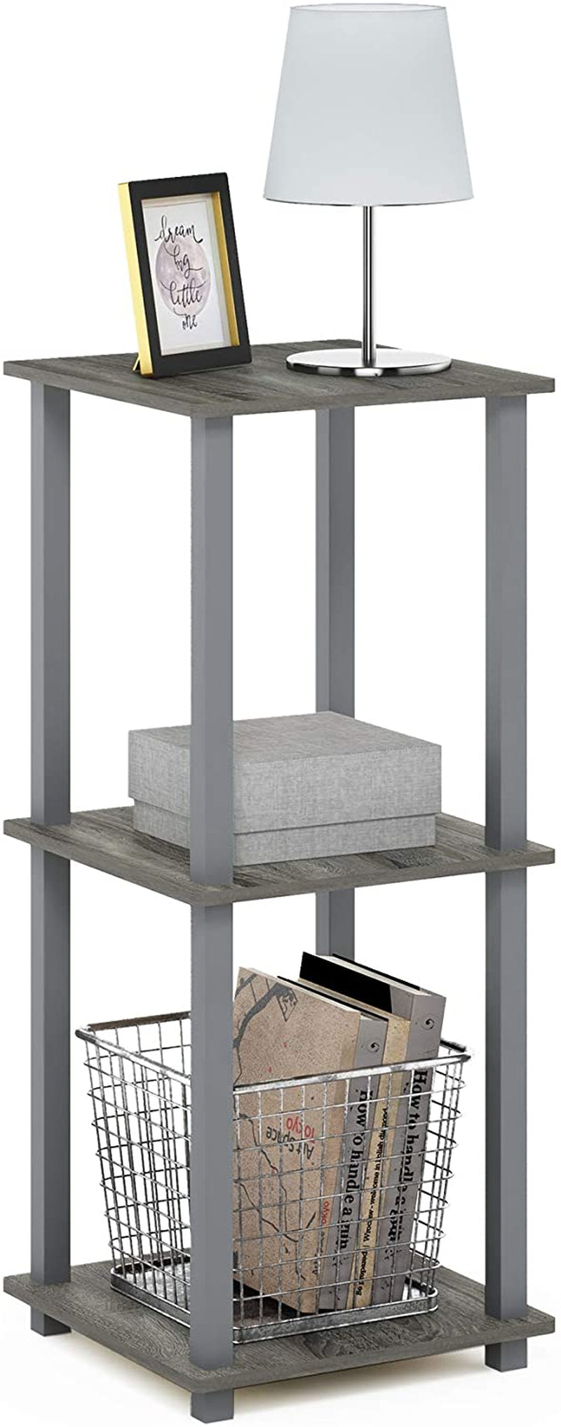 Simplistic Set of 2 End Table, French Oak Grey/Grey
