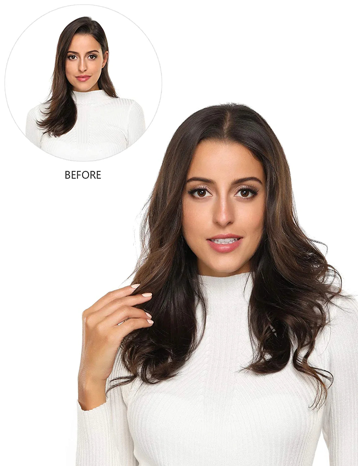 ROSEBUD Clip in Hair Extensions REMY Human Hair 8Pcs 18 Clips 65G/Set 14 Inch