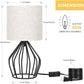 Modern Farmhouse Lamps - Black Metal Table Lamps with Hollowed Out Base , Bedside Lamps Set of 2 with Linen Fabric Lampshade for Bedrooms, Living Room