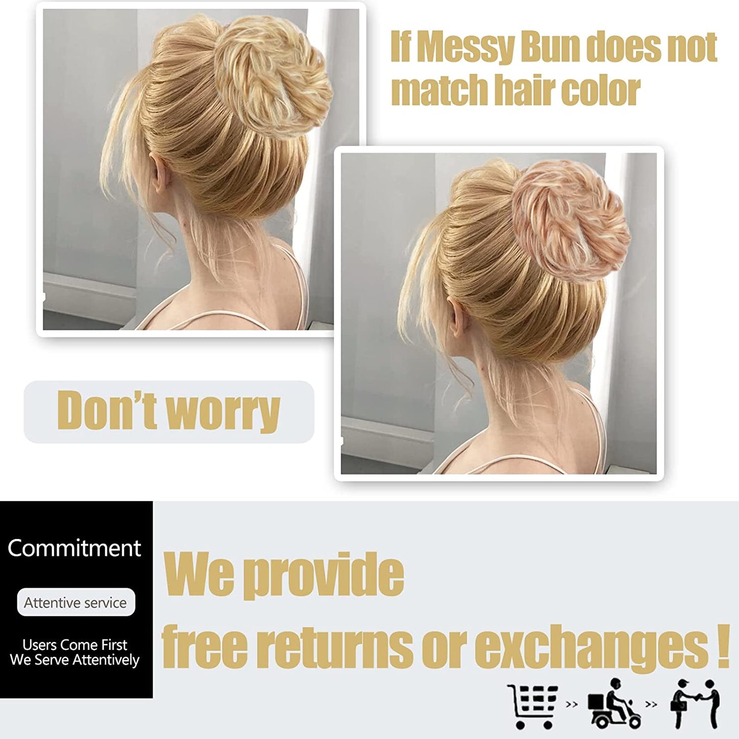 1PCS Messy Hair Bun Hair Scrunchies Extension Curly Wavy Messy Synthetic Chignon for Women Updo Hairpiece