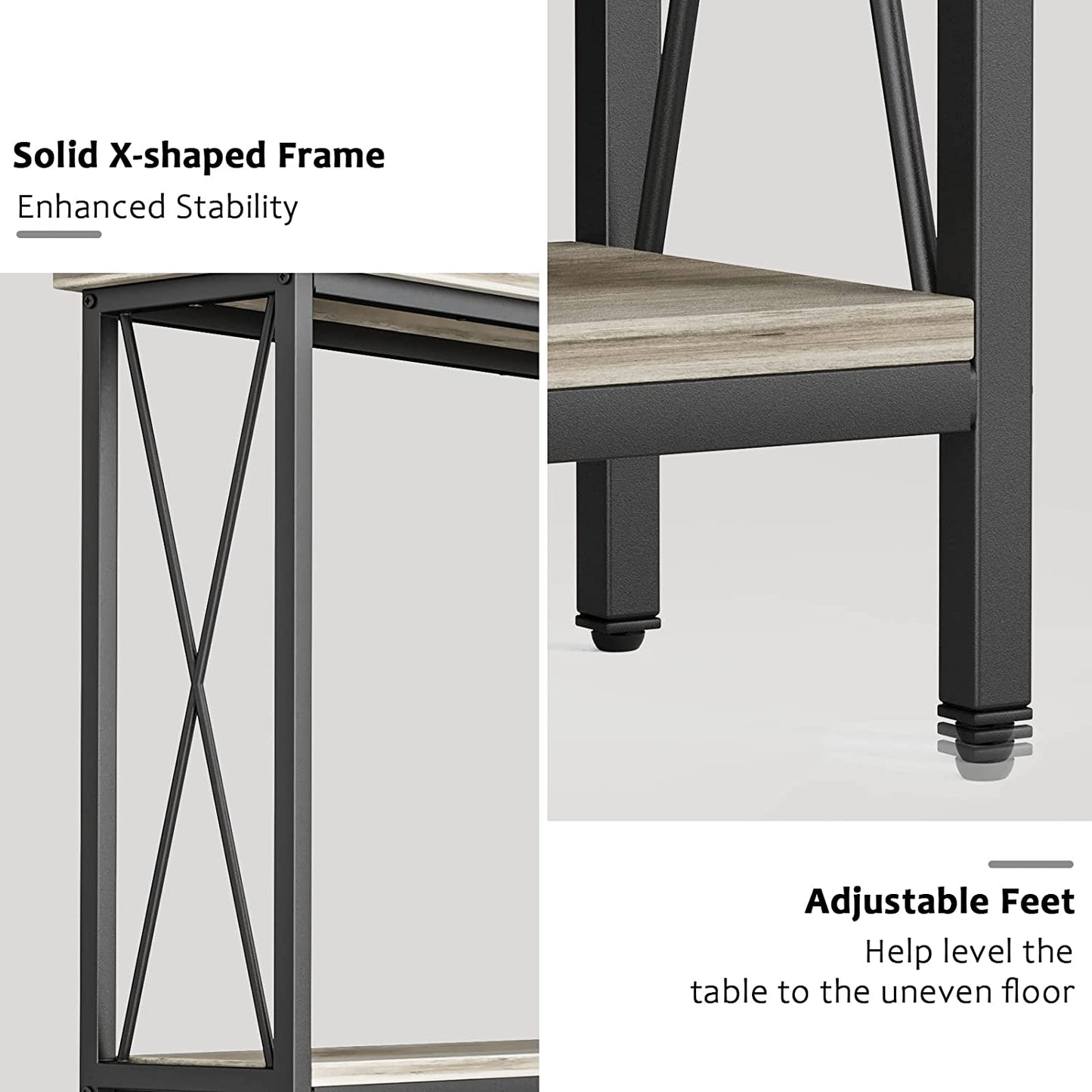 Console Table, Narrow Sofa Table with Shelves, 2 Tier Industrial Entryway Table W/Metal Frame for Hallway/Foyer/Corridor/Front Hall, 40 X 11.81 X 31.5 Inches -Greige and Black