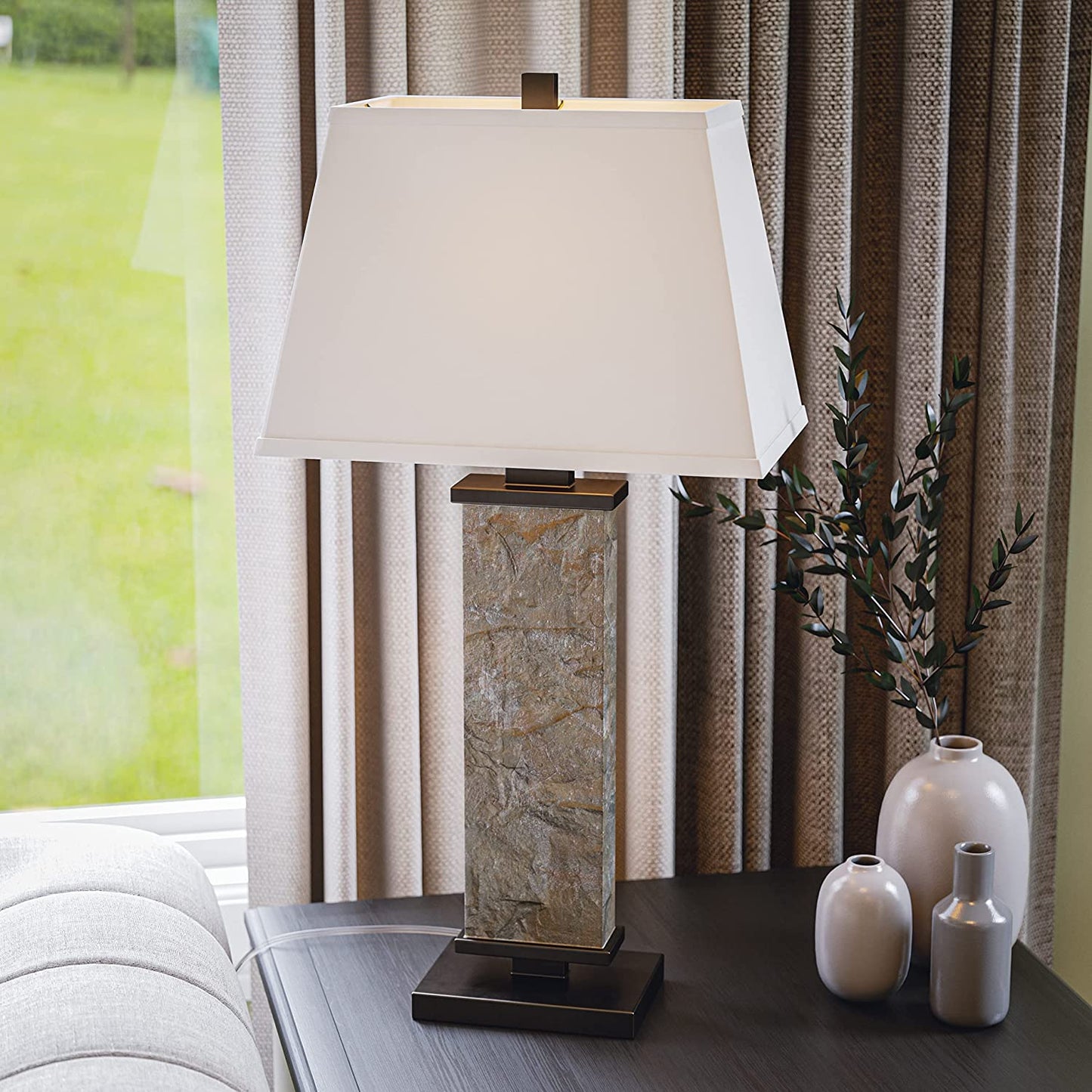21037SL Hanover Table Lamps, 29 Inch Height, 15 Inch Width, 9.5 Inch Depth, Natural Slate