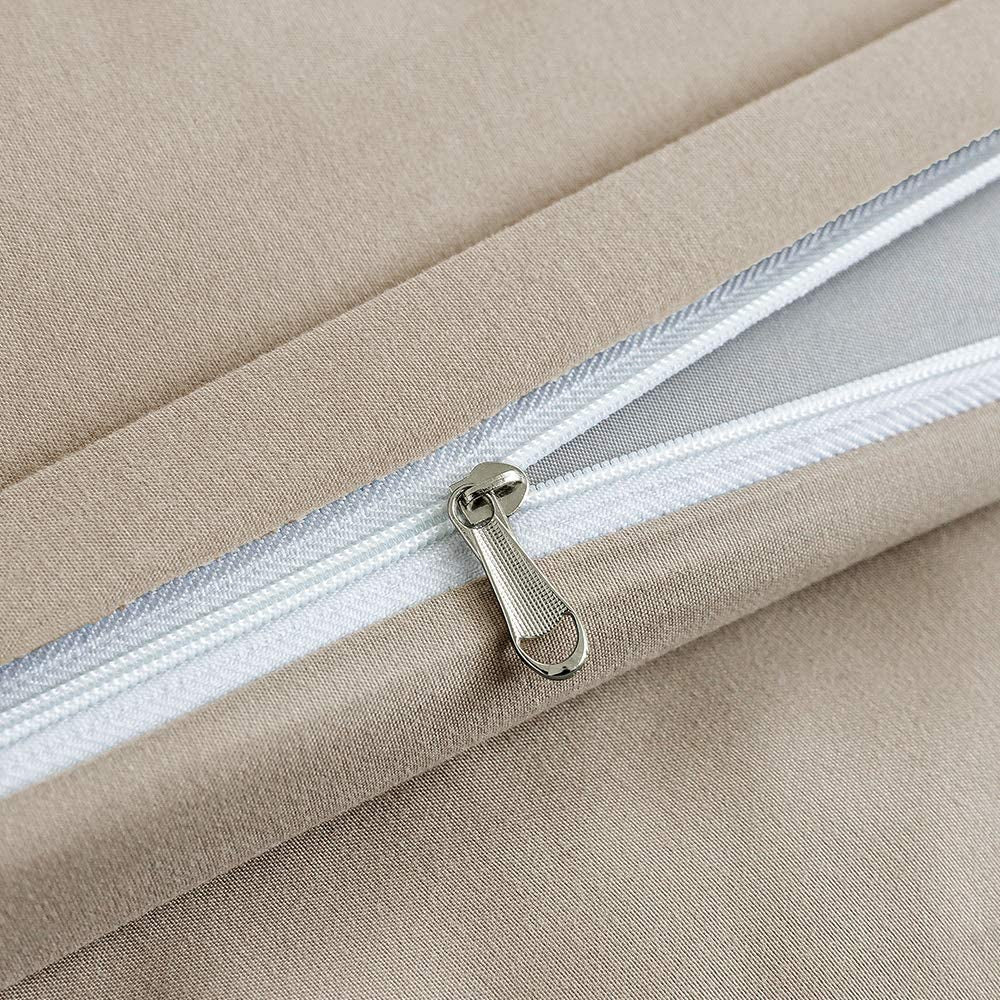 Duvet Cover Queen Beige 3 Pieces Set Solid Color Soft Cooling Double Brushed Microfiber 1800 Quality Comforter Cover with Zipper Clousre