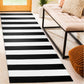 Black and White Striped Rug Runner 2'X6'Farmhouse Runner Rug Checkered Cotton Woven Washable Outdoor Rug Runner for Kitchen/Laundry/Bathroom/Bedroom/Living Room
