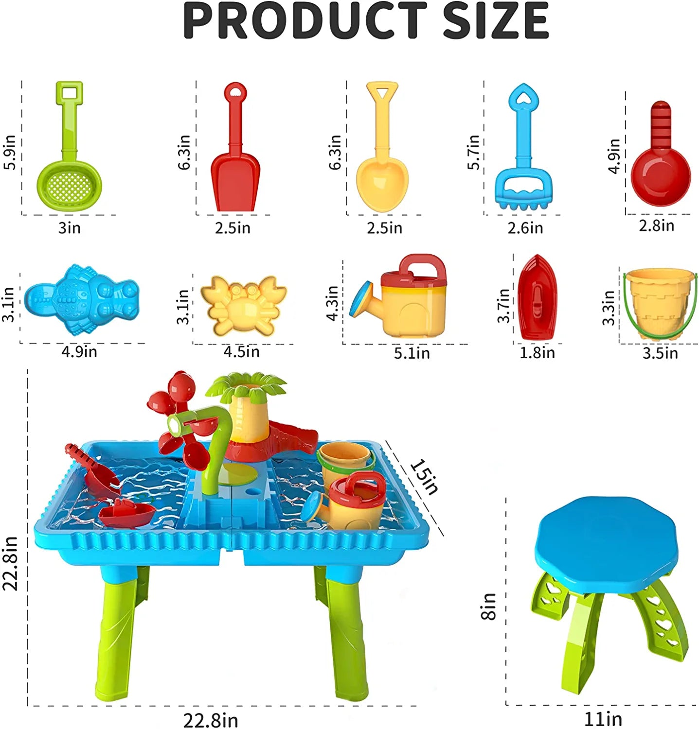 Sand Water Table Outdoor Toys - Toddler Activity Table Sandbox Toy Sensory Table Summer Toys Beach Play Table 27 Pcs Accessories for Baby Kids Children