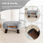 Small Curved Foot Stool with Handle, Gray Velvet Footstool and Ottomans, Modern Foot Rest with Wooden Legs, Step Stool with Padded Seat for Couch, Living Room