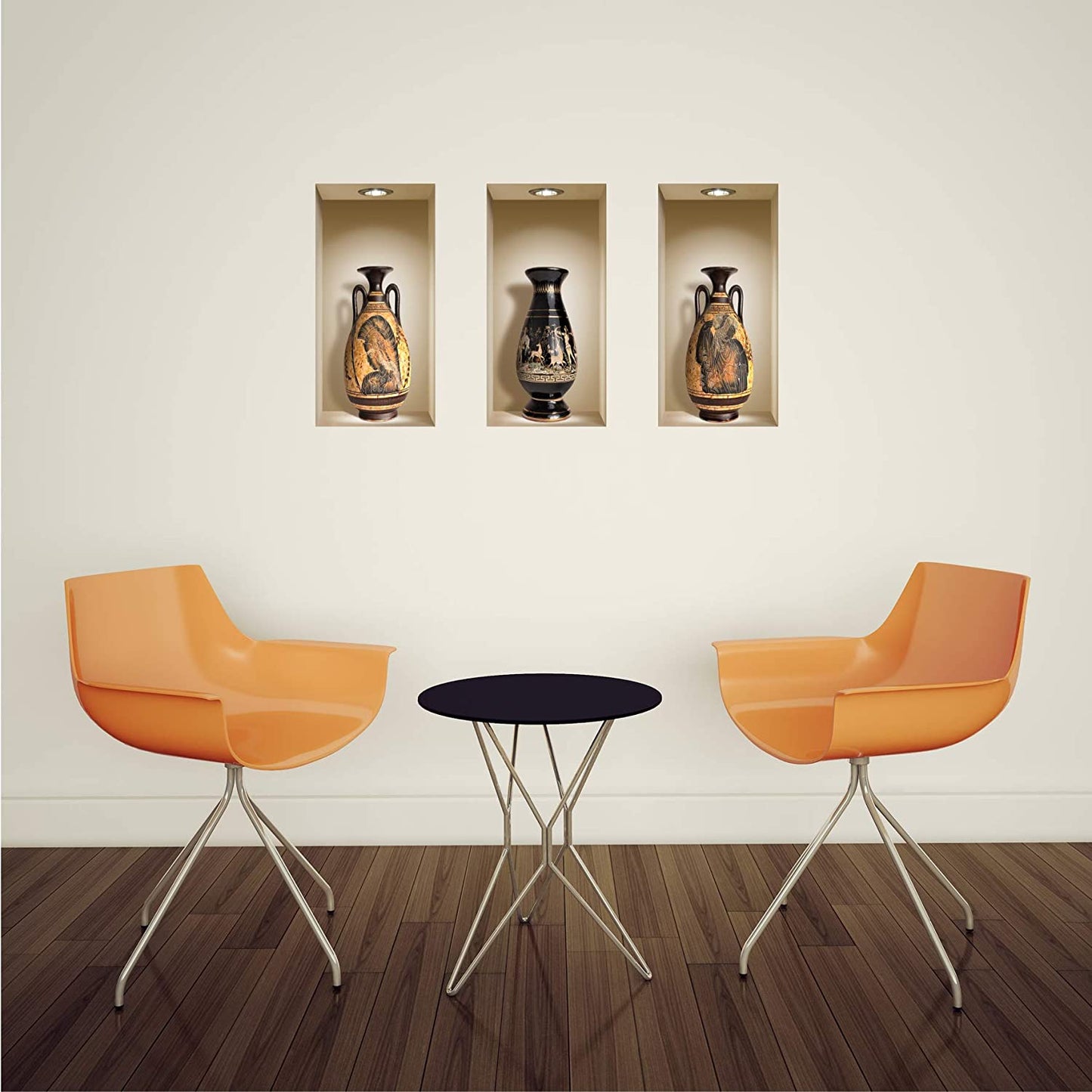 THE NISHA Art Magic 3D Vinyl Removable Wall Sticker Decals DIY, Set of 3, Greek Vases