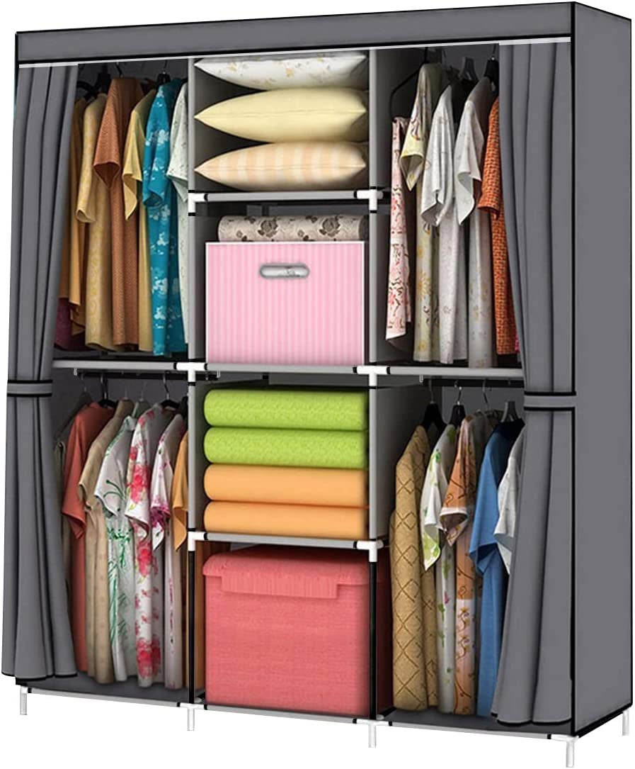 Wardrobe Storage Closet Clothes Portable Wardrobe Storage Closet Portable Closet Organizer Portable Closets Wardrobe Closet Organizer Shelf Wardrobe Clothes Organizer Standing Closet Gray