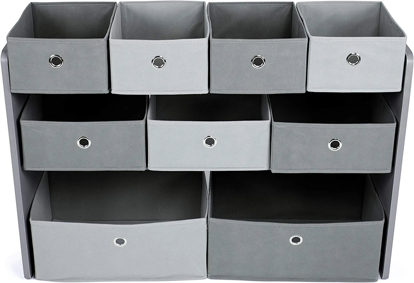 Kids Toy Organizer with 9 Storage Fabric Bins, Grey