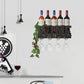 SODUKU Wall Mounted Metal Wine Rack 4 Long Stem Glass Holder & Wine Cork Storage Wine