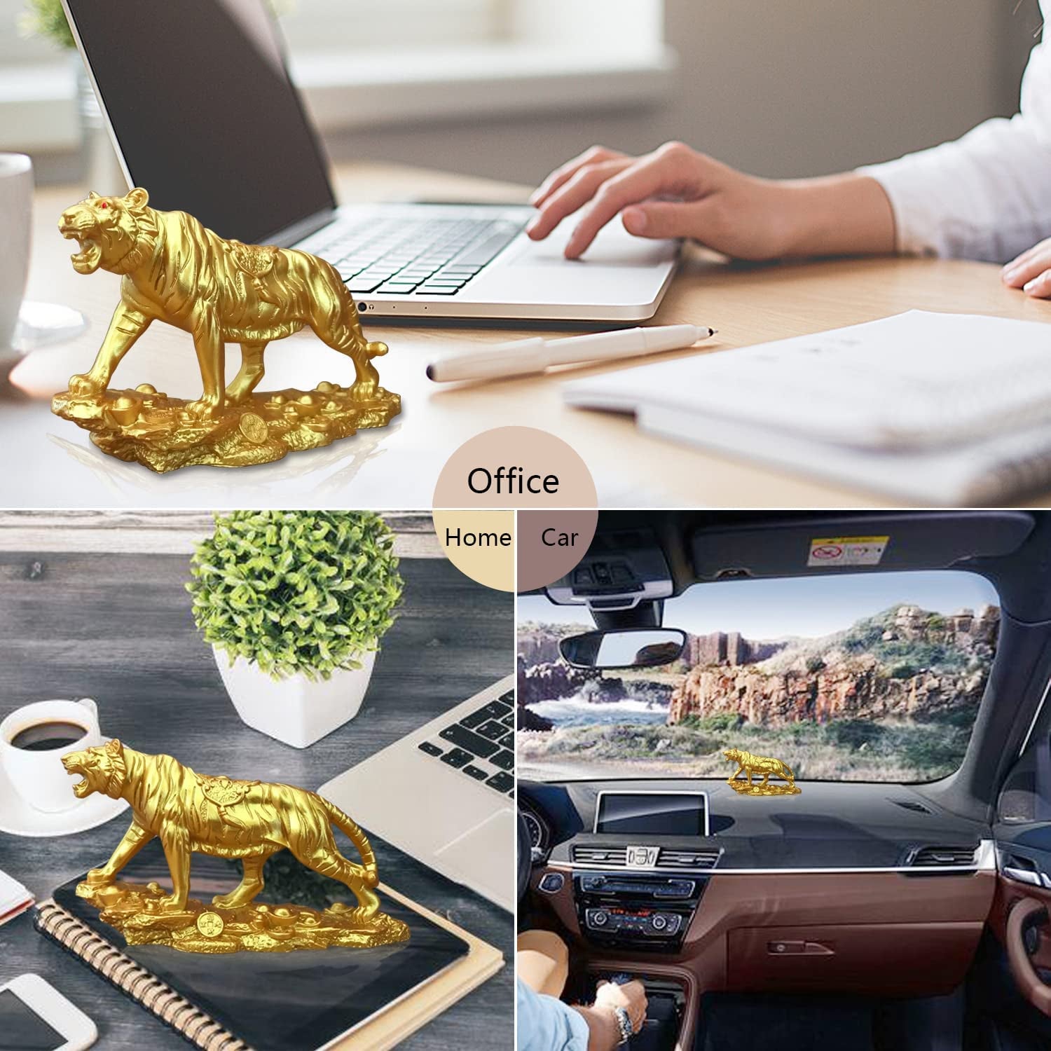 Chinese Feng Shui Resin Tiger Statue Sculpture Home Office Decoration Tabletop Decor Ornaments for Wealth and Success Good Lucky Gifts