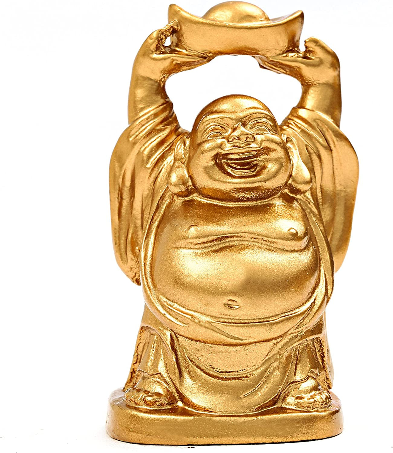BRABUD Feng Shui 2'' Golden Resin Laughing Buddha Statue Figurines Set of 6 BS019