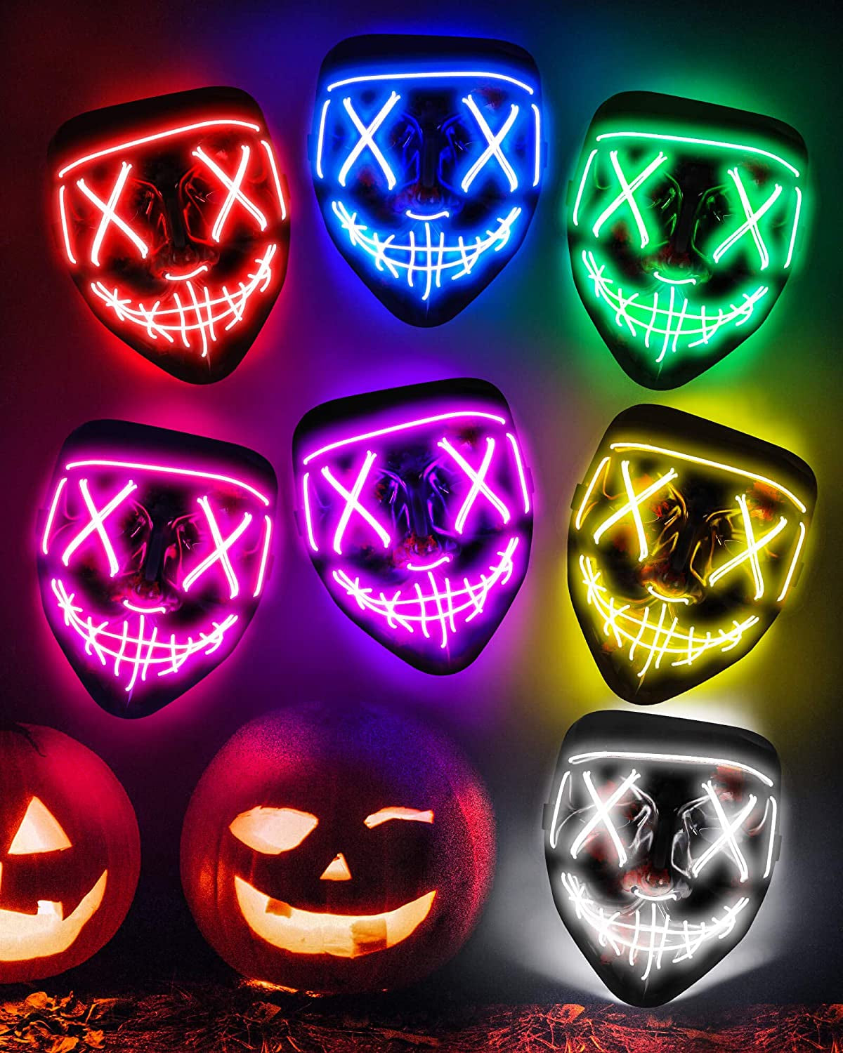 Halloween Mask, LED Light up Purge Mask, Purge Mask Costume,Halloween Masks Costume for Men Women Kids