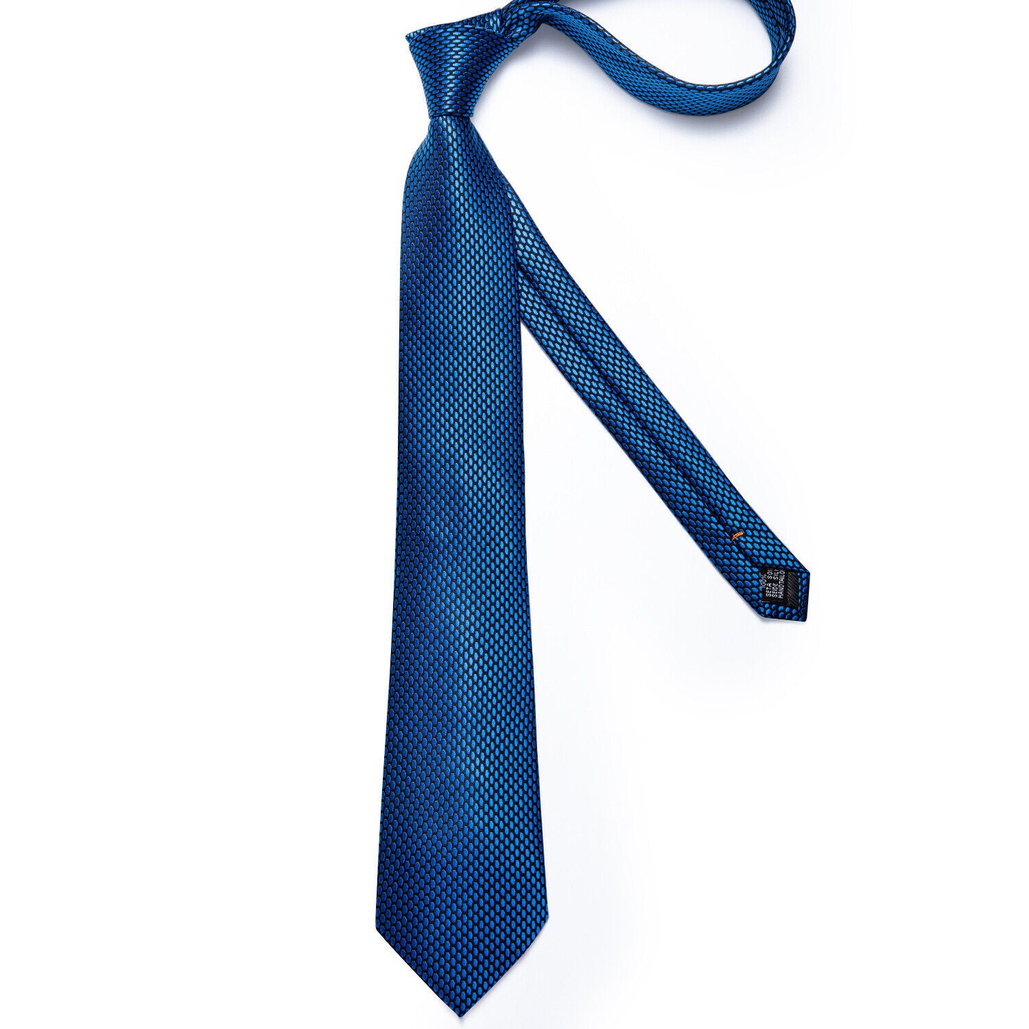 Navy Geometric Classic Men'S Tie All Silk Necktie Set Hanky Cufflinks Business