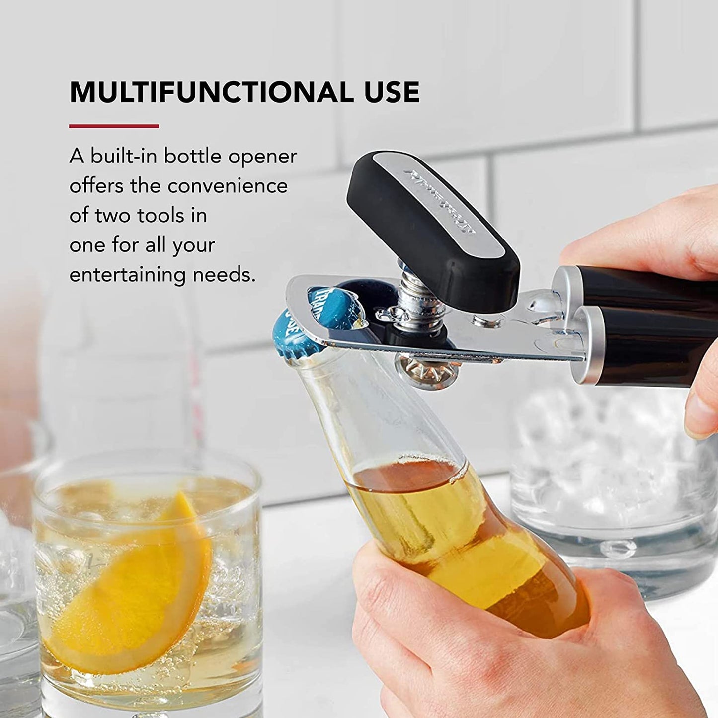 Kitchenaid Classic Multifunction Can Opener / Bottle Opener, 8.34-Inch, Black