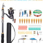 Fishing Rod and Reel Combo, Carbon Fiber Telescopic Fishing Pole with Spinning Reel, Fishing Line, Fishing Lures, Carrier Bag Travel Fishing Rods Kit Freshwater Saltwater Fishing Poles