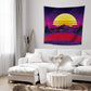 Trippy Mountain and Sun Tapestry Hippie Sunset Tapestry Abstract Landscape Tapestry Wall Hanging for Bedroom Living Room Dorm Home Decor (51.9 X 59.8 Inches)
