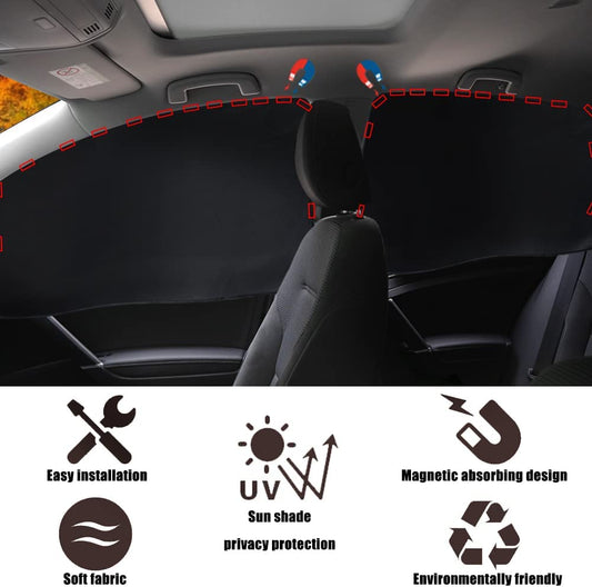 Car Window Shades - 4 Pcs Side Window Sun Shade Interior Sun Protection Curtains Magnetic Retractable Fordable Car Window Screen Auto Accessories