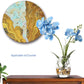 Artificial Flower Bonsai with Glass Vase Vivid Orchid Flowers Arrangement Phalaenopsis Flowers Pot for Home Office Décor Table Centerpiece House Decorations(Glass Vase/Blue Orchid)