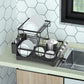 2 Tier Dish Drying Rack for Kitchen Counter, Black Metal Dish Drainers Rack with Drainboard, Large Dish Dryer with Detachable Cup Rack and Utensil Holder