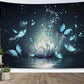 HVEST Trippy Water Lily Tapestry Wall Hanging Magic Butterfly Flying in Teal Ocean Natural Scenery Art Tapestries for Living Room Bedroom Teen Dorm Girl Yoga Room Wall Decor Poster,60X40 Inches
