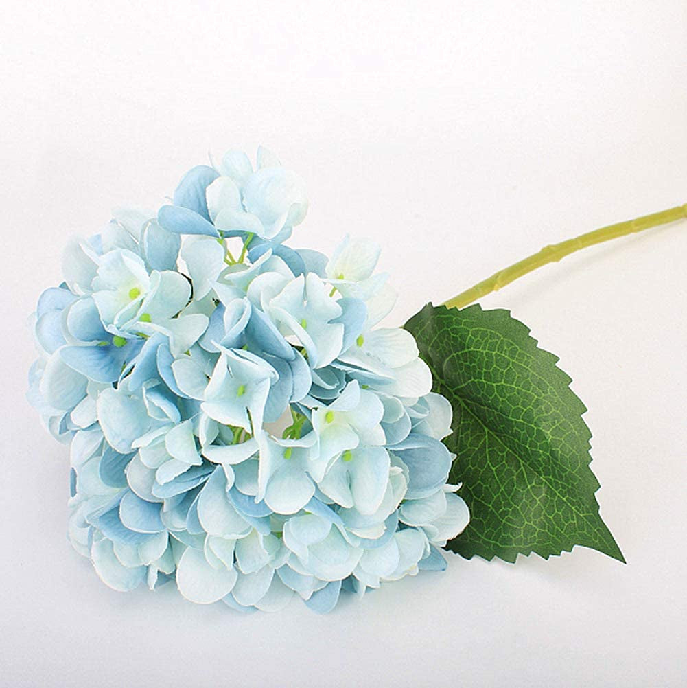 3PCS Artificial Flowers Hydrangeas Flowers Silk Bouquet for Wedding Bridal Office Home Party Decoration (All Light Blue)