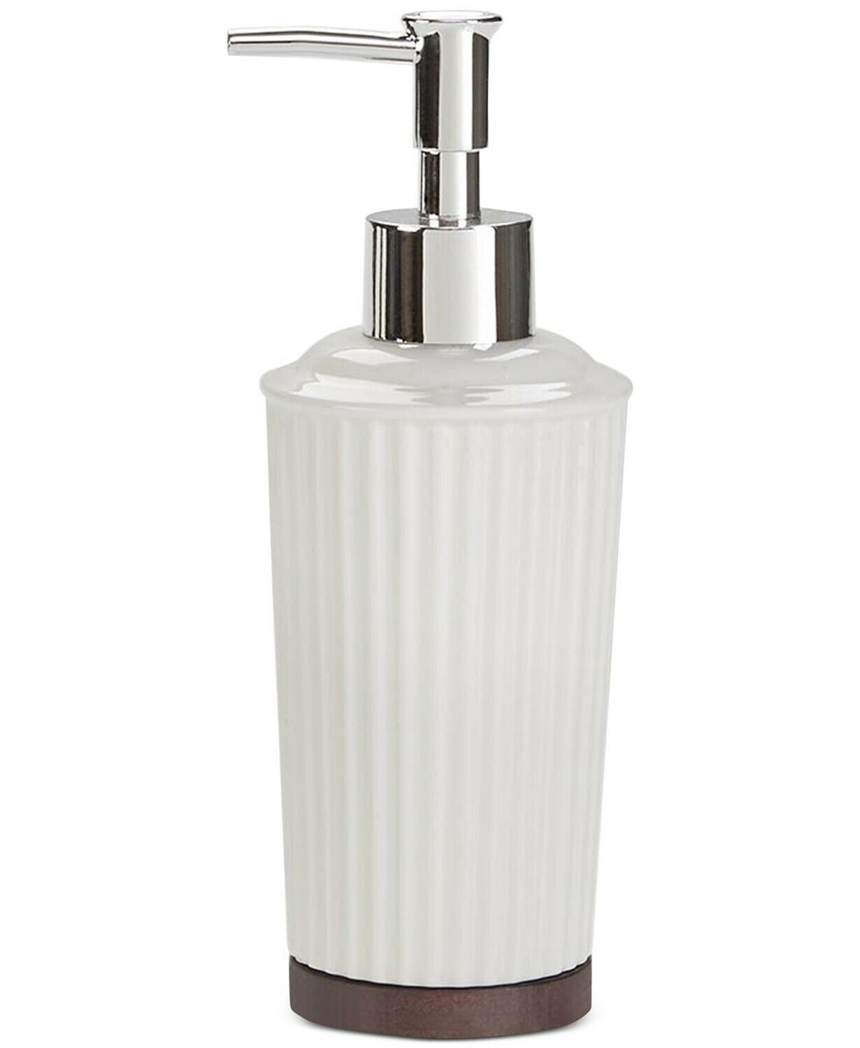 JLA Home Rose Ceramic and Wood Soap / Lotion Pump Dispenser - Off-White