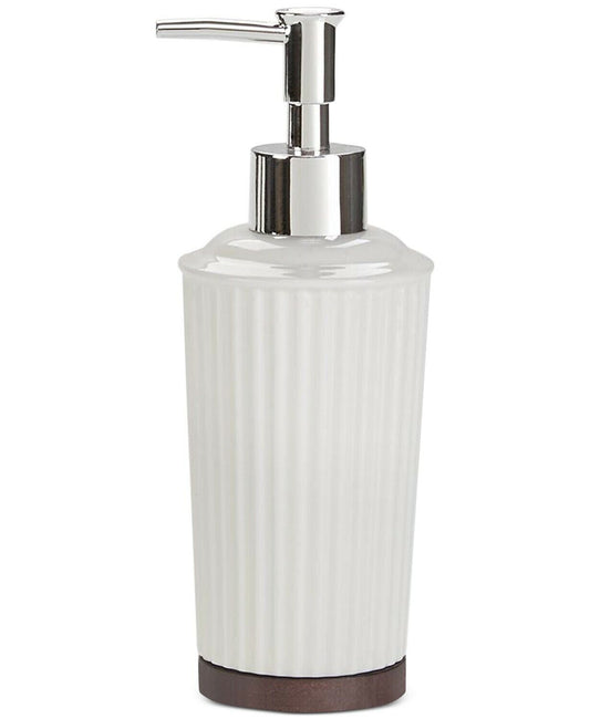 JLA Home Rose Ceramic and Wood Soap / Lotion Pump Dispenser - Off-White