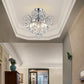 Crystal Chandelier Flushmount Ceiling Light Modern Lighting Fixture for Bedroom Hallway Bar Kitchen Bathroom, H 17.5'' X W 19.3'', E12 Base, Chrome
