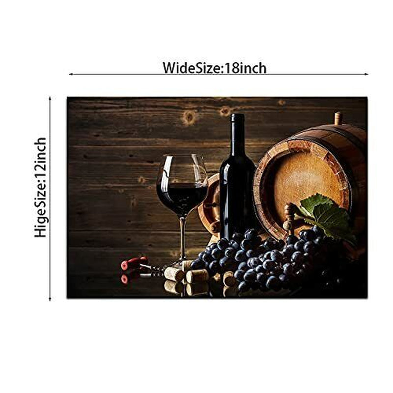 Kitchen Canvas Wall Art KAWAHONE Red Wine Cups Home Decor Fruit Wine Wooden B...