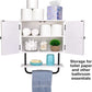 17X21” Barndoor Bathroom Wall Cabinet, Space Saver Storage Cabinet Kitchen Medicine Cabinet with Adjustable Shelf and Towel Bar, White