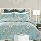 Bedding Duvet Cover Set Queen, 3 Pieces – 800-Thread Floral Microfiber down Comforter Quilt Cover Zipper & Tie for Women & Men’S Bedroom, Luxury Guestroom Decor -Teal