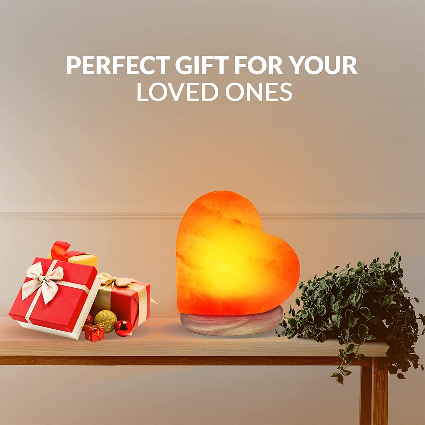 Himalayan Glow 944AC USB Heart Salt Lamp, Multicolor Night Light, Best Home Decor by , 4-5 Lbs, Traditional