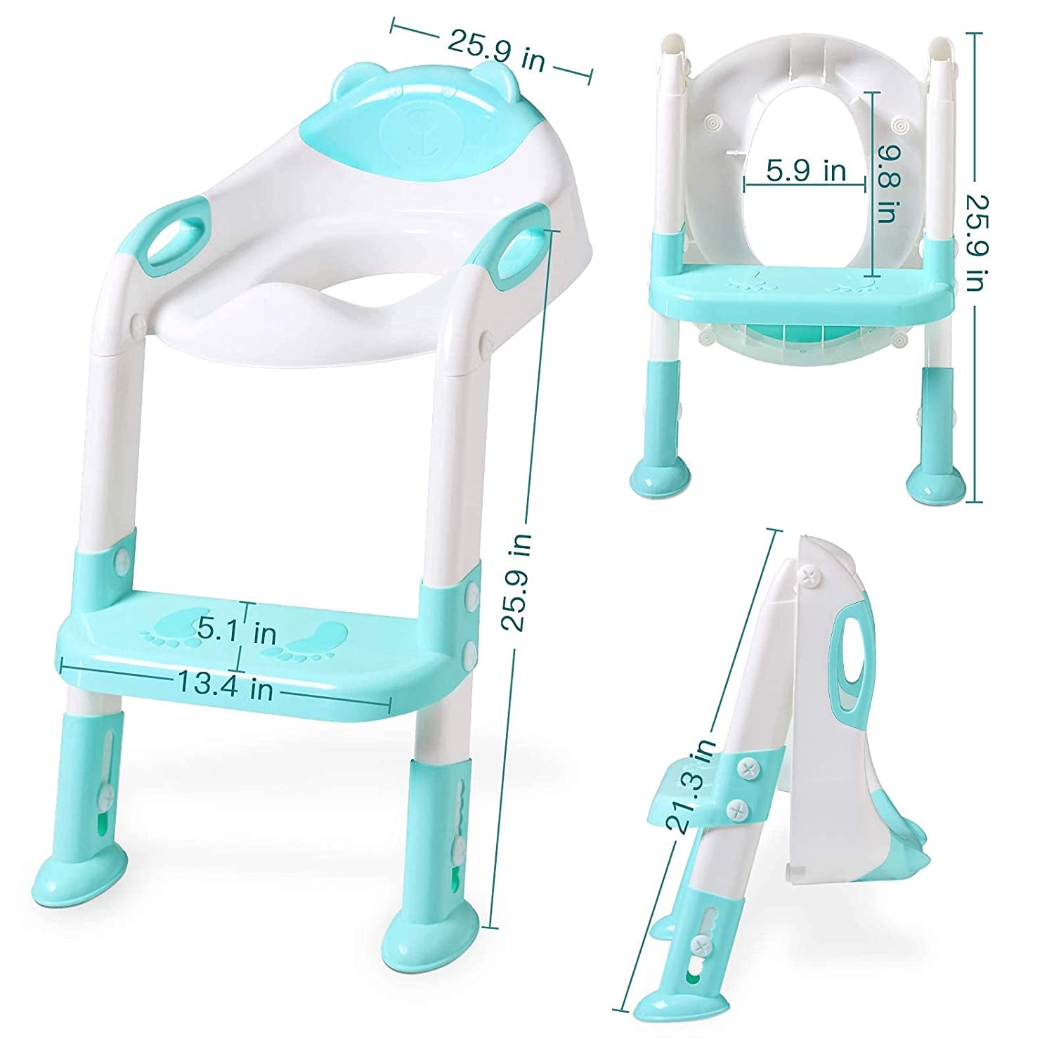 Potty Training Seat with Step Stool Ladder, Potty Training Toilet for Kids Boys Girls Toddlers-Comfortable Safe Potty Seat with Anti-Slip Pads Ladder (Blue)