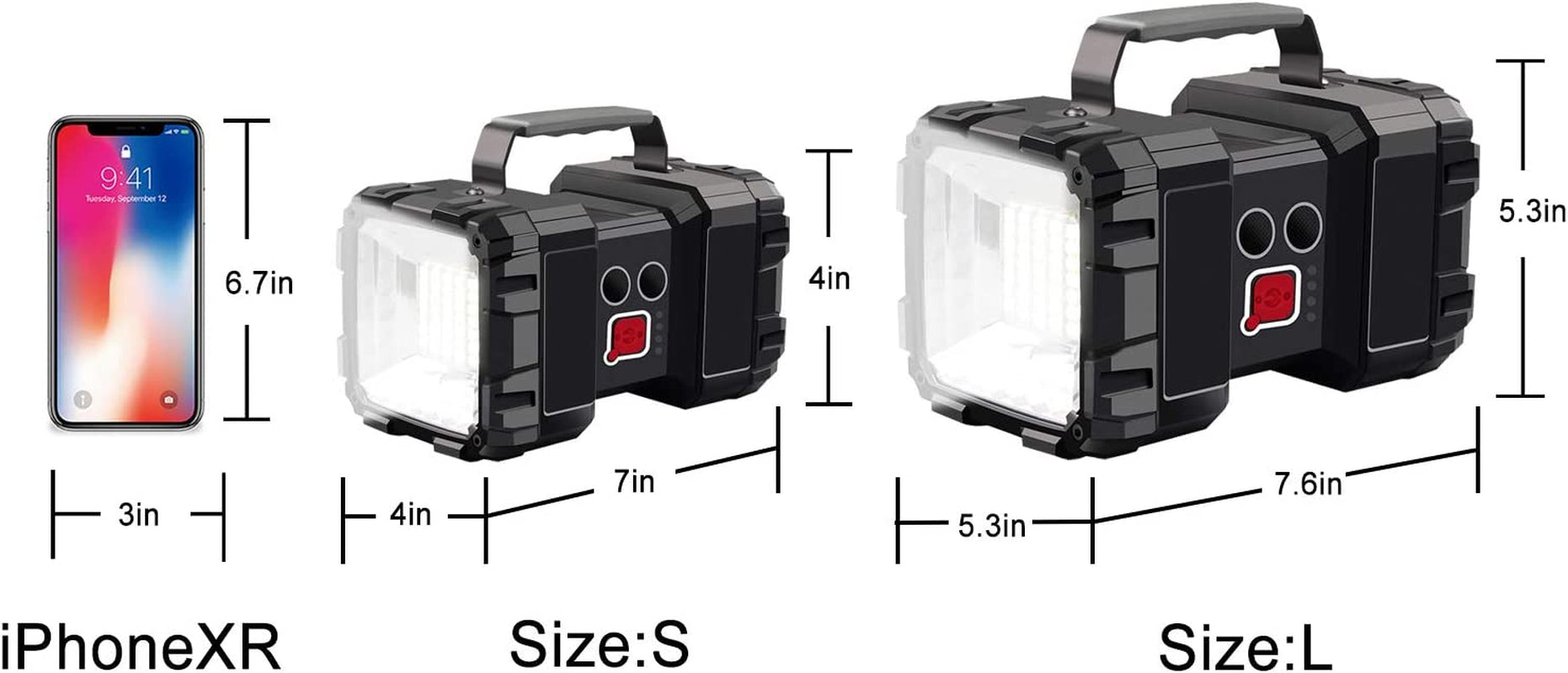Rechargeable Flashlight, LED Spotlight Flashlight 10000 Capacity 1200LM 20H Ultra-Long Standby 3+4 Lights Modes Camping Flashlight Waterproof with USB Output as a Power Bank