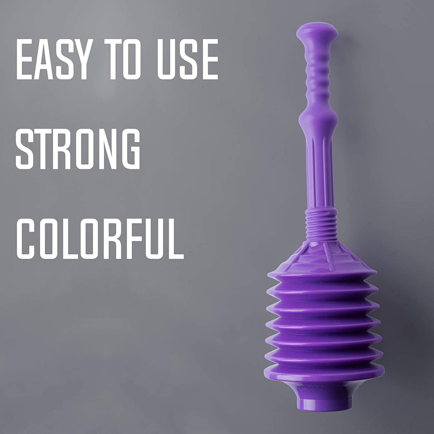 Professional Bellows Accordion Toilet Plunger, Thrust Plunge Removes Heavy Duty Clogs from Clogged Bathroom Toilets, Power Plungers, Jackson Parent (Purple)