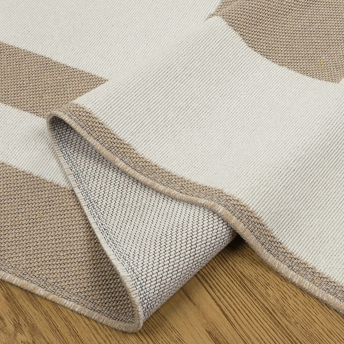 Abstract Geometric Rug 2' X 3' Washable Small Bathroom Rugs Modern Khaki Cotton Woven Door Mat Concise Reversible Carpet for Bedroom Hallway Entryway Laundry Room