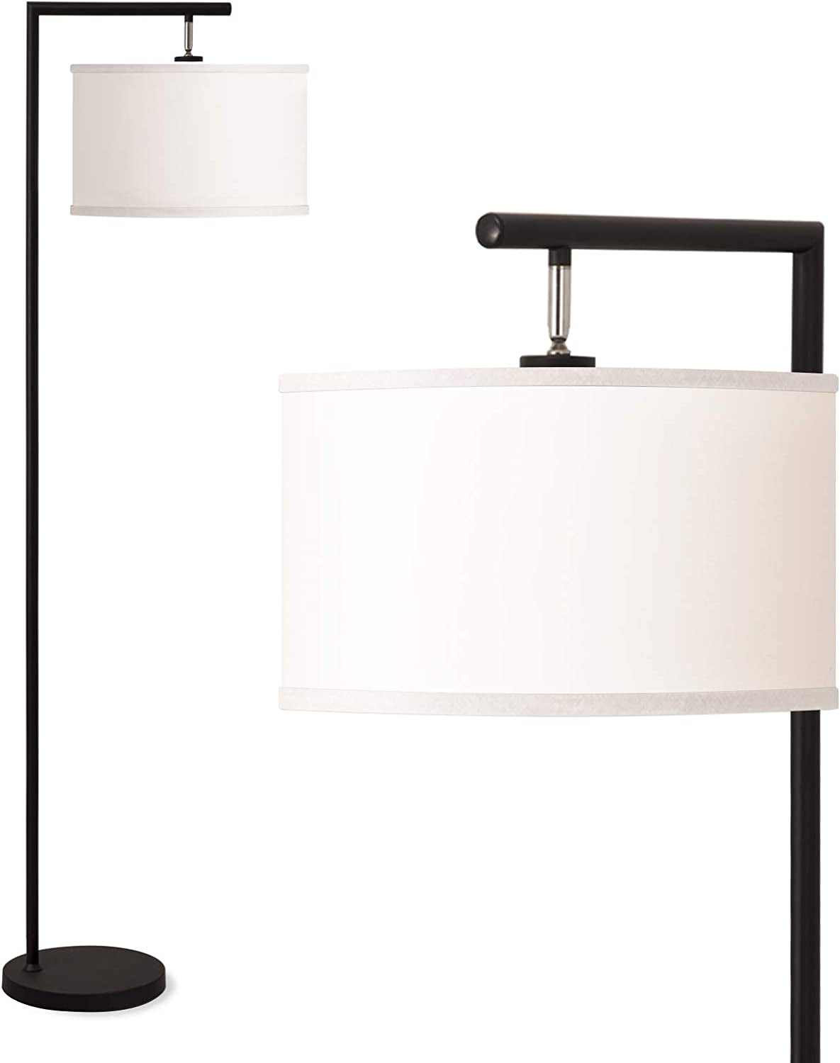 Montage Modern Floor Lamp for Living Room Lighting - Bedroom & Nursery Standing Accent Lamp, Mid Century, 5' Tall Pole Light Overhangs Lamp, with LED Bulb - Black