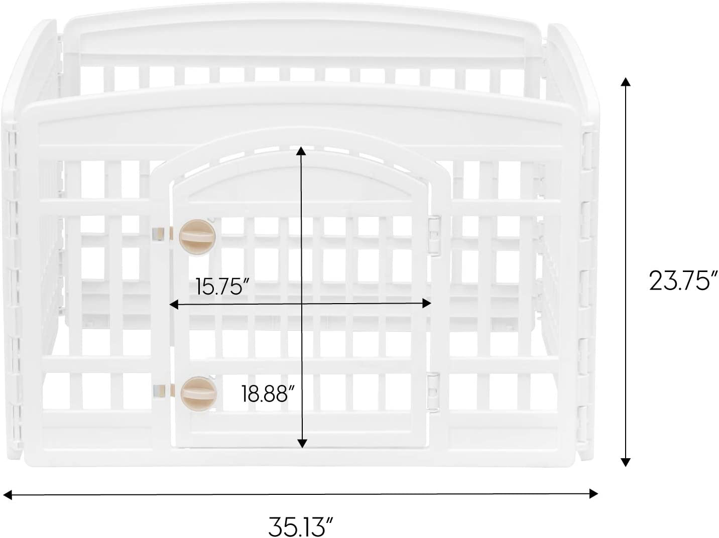 IRIS USA Dog Playpen, Exercise Pet Playpen with Door, 4-Panel, 24" H, White