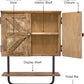 17X21'' Barndoor Bathroom Wall Cabinet, Space Saver Storage Cabinet Kitchen Medicine Cabinet with Adjustable Shelf and Towel Bar, Brown