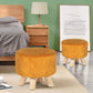 round Ottoman Velvet Foot Rest Stool Orange