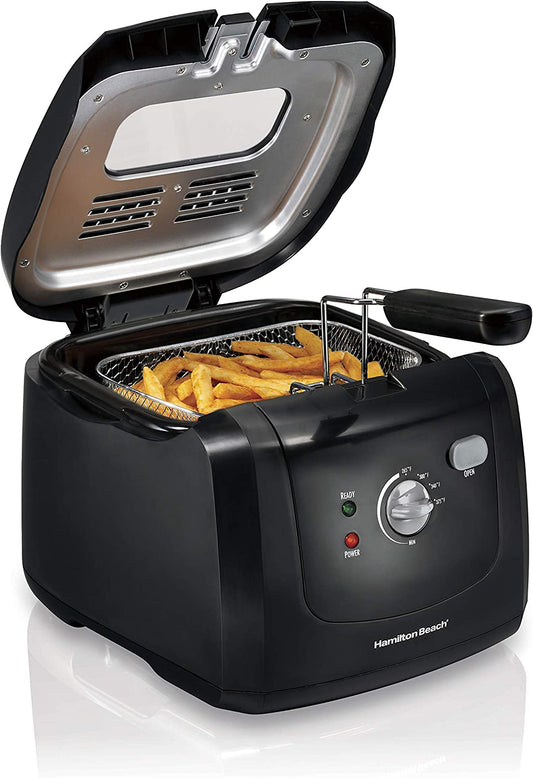 Electric Deep Fryer, Cool Touch Sides Easy to Clean Nonstick Basket, 8 Cups / 2 Liters Oil Capacity, Black